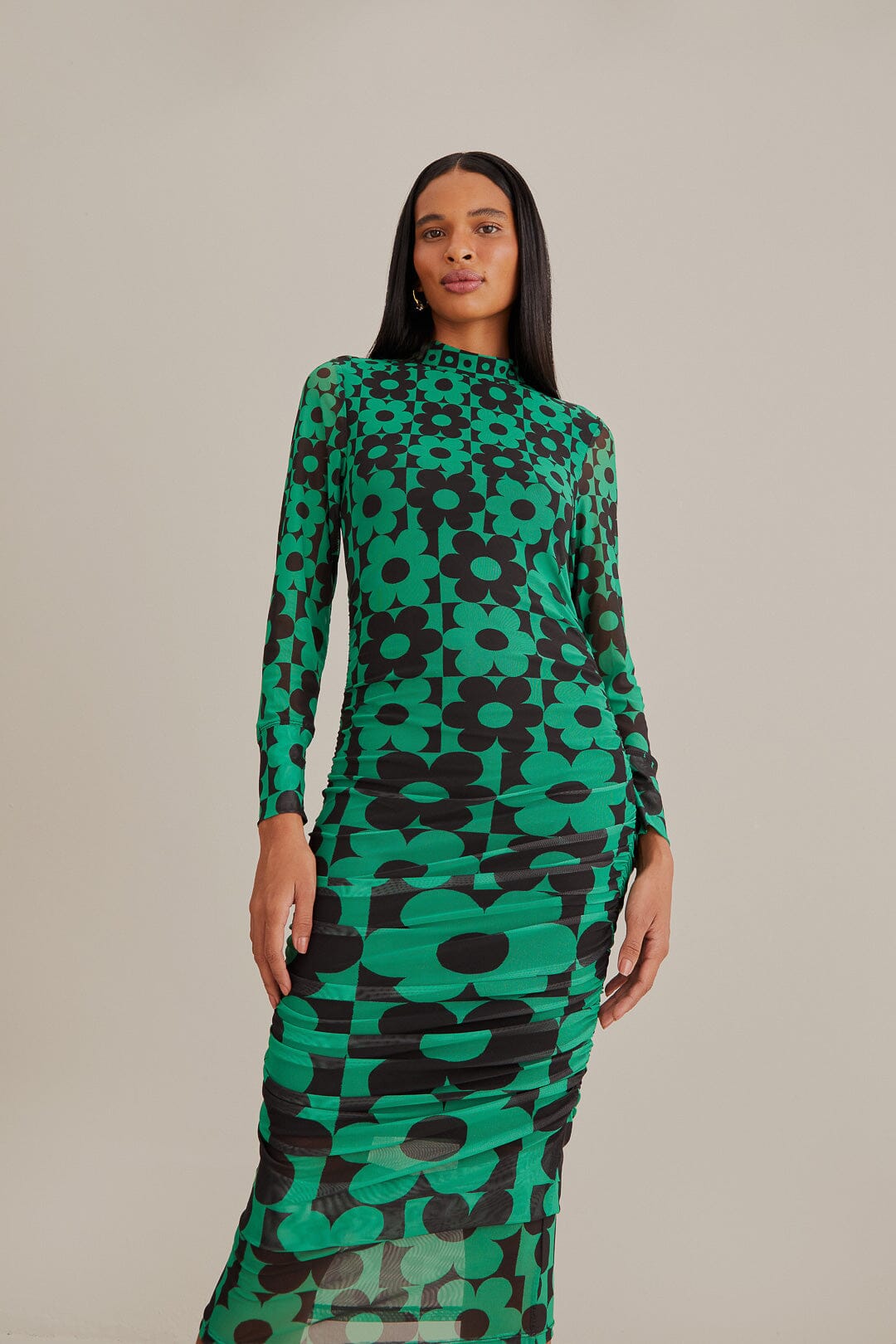 Emerald green tulle outlet midi dress