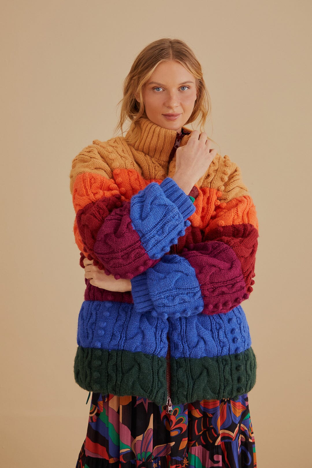 Colorful Stripes Knit Reversible Puffer Jacket – FARM Rio