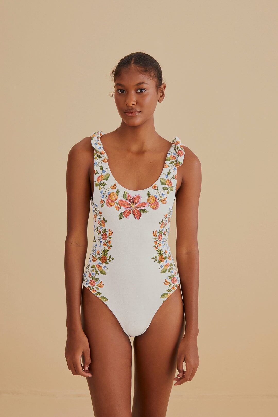 White Banana Vitamin One Piece Swimsuit FARM Rio