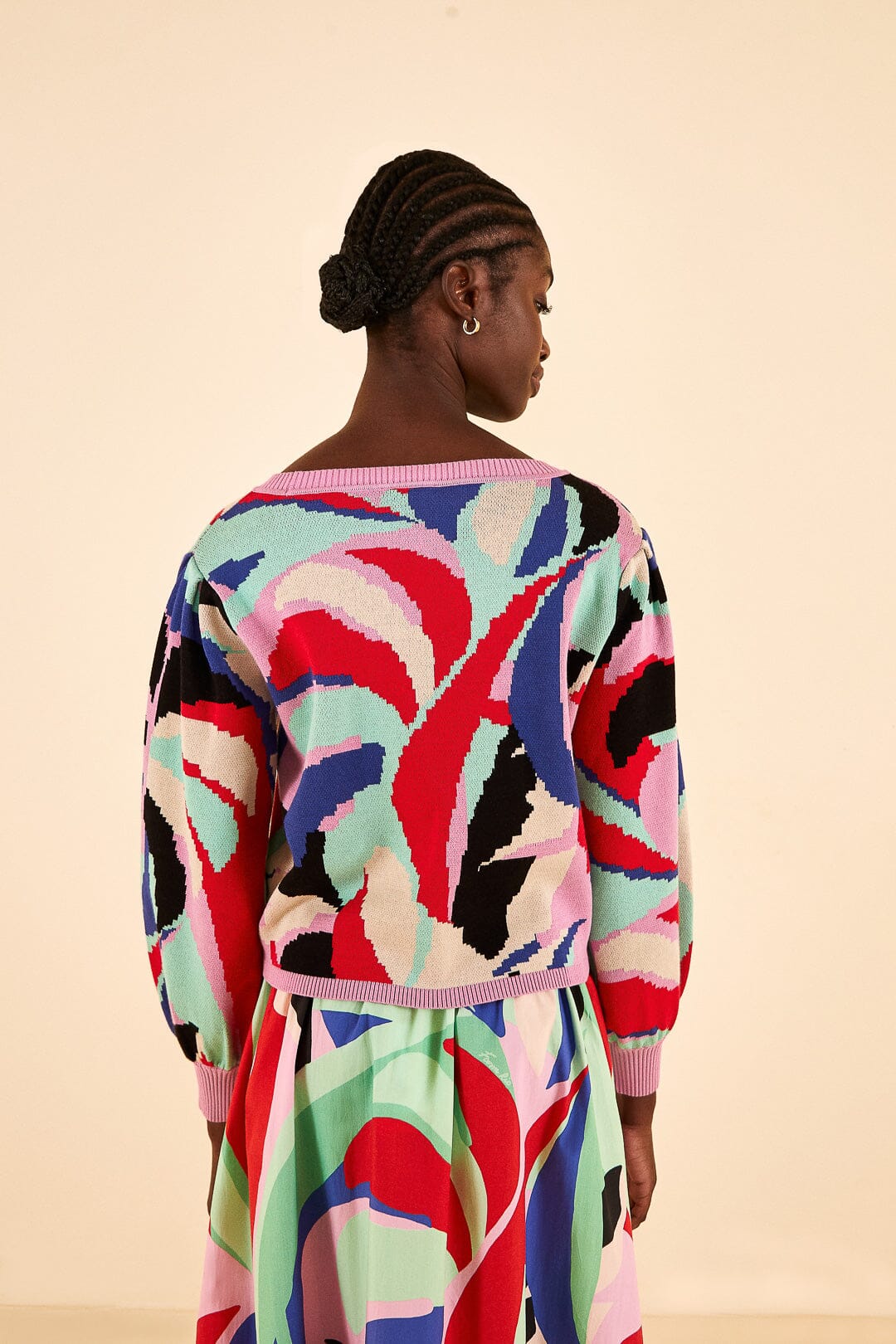 Colorful Monstera Knit Sweater