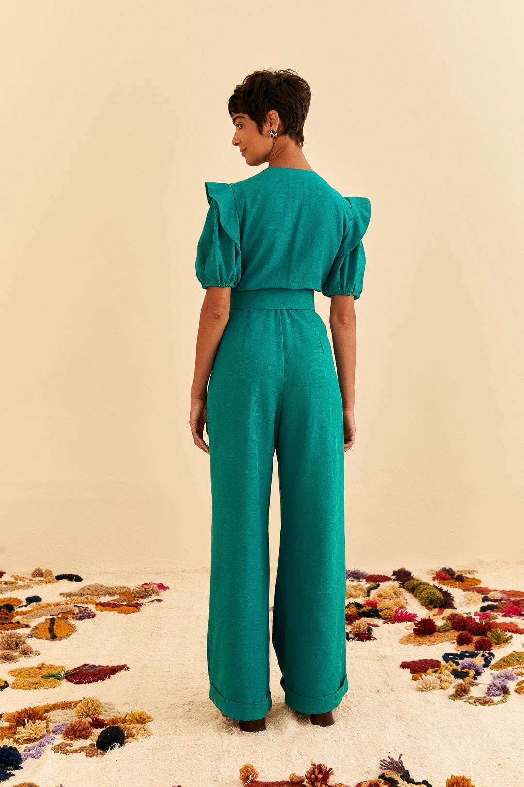 Emerald Pleated Short Sleeve Jumpsuit – FARM Rio