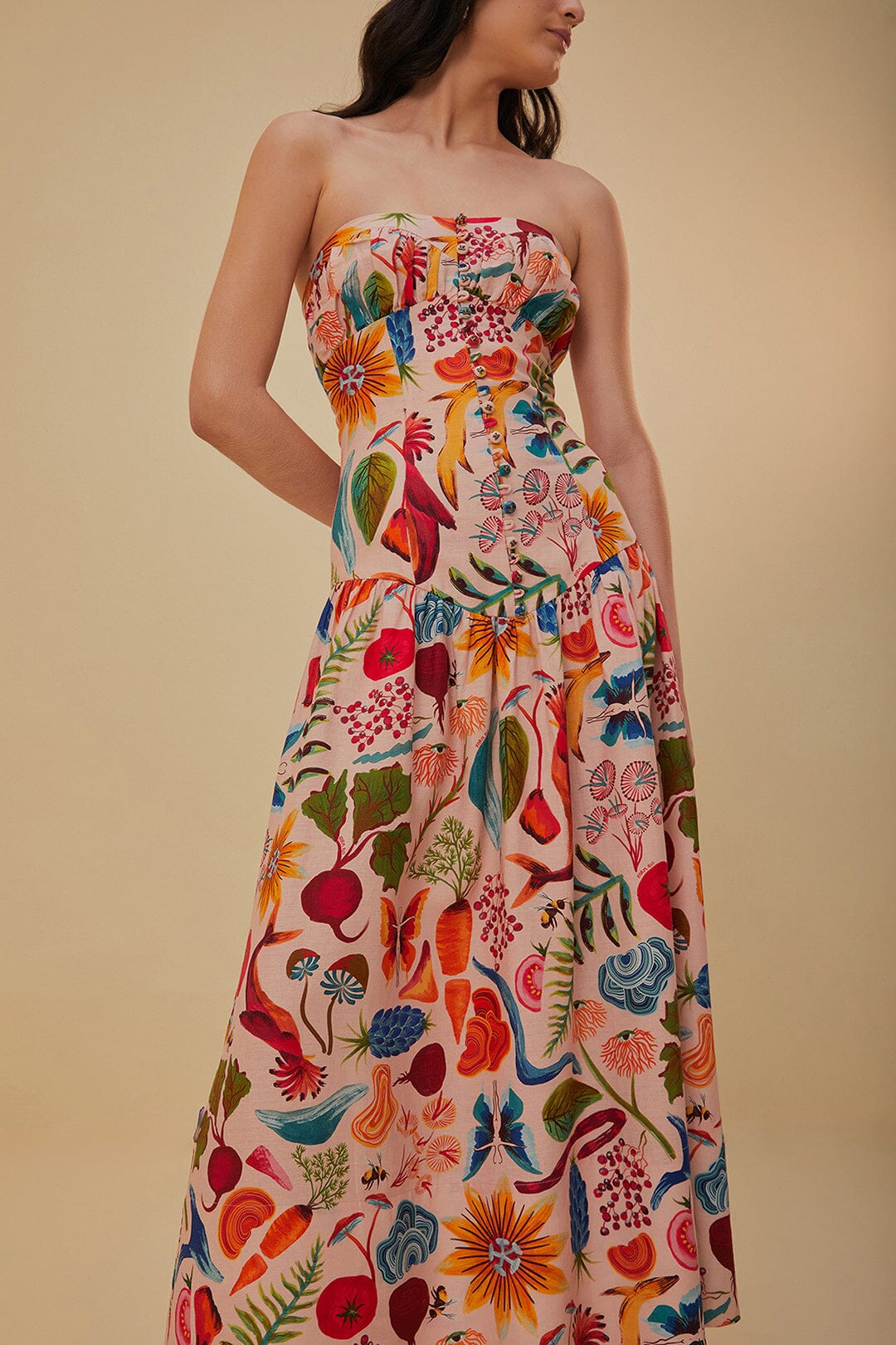 Beige Bright Farm Lenzing™ Ecovero™ Euroflax™ Maxi Dress