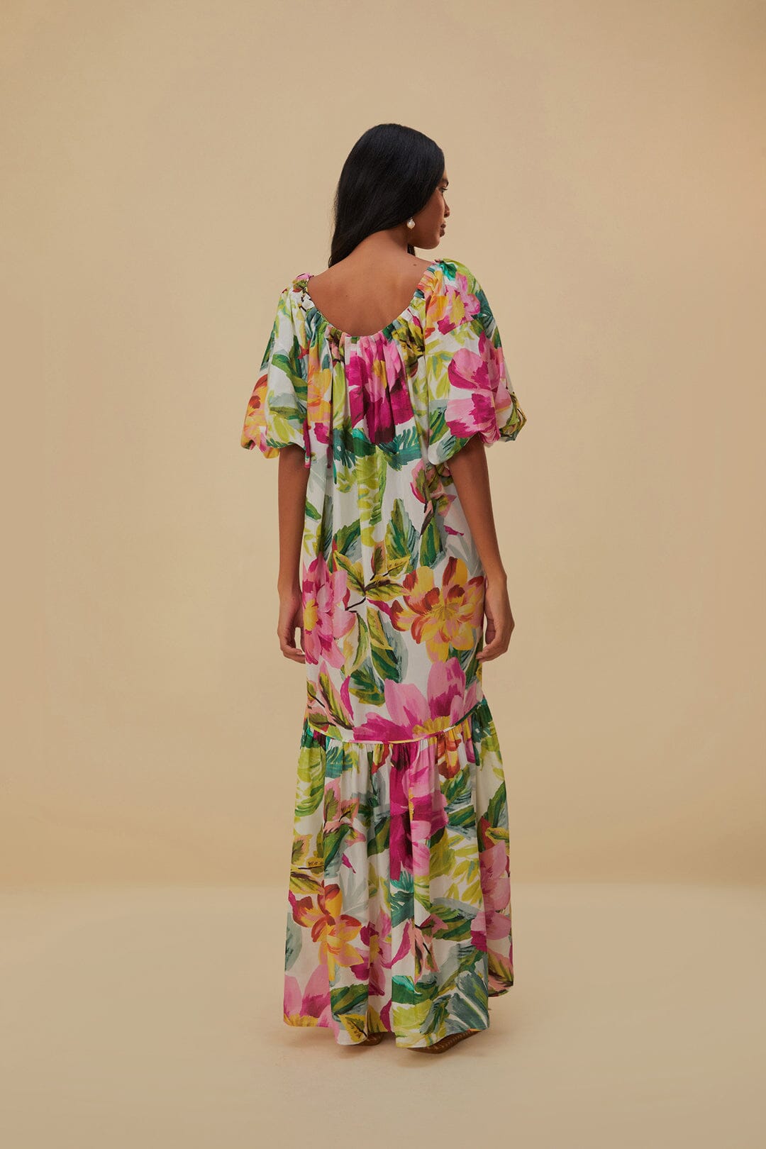 Off-White Painted Flowers Maxi Dress