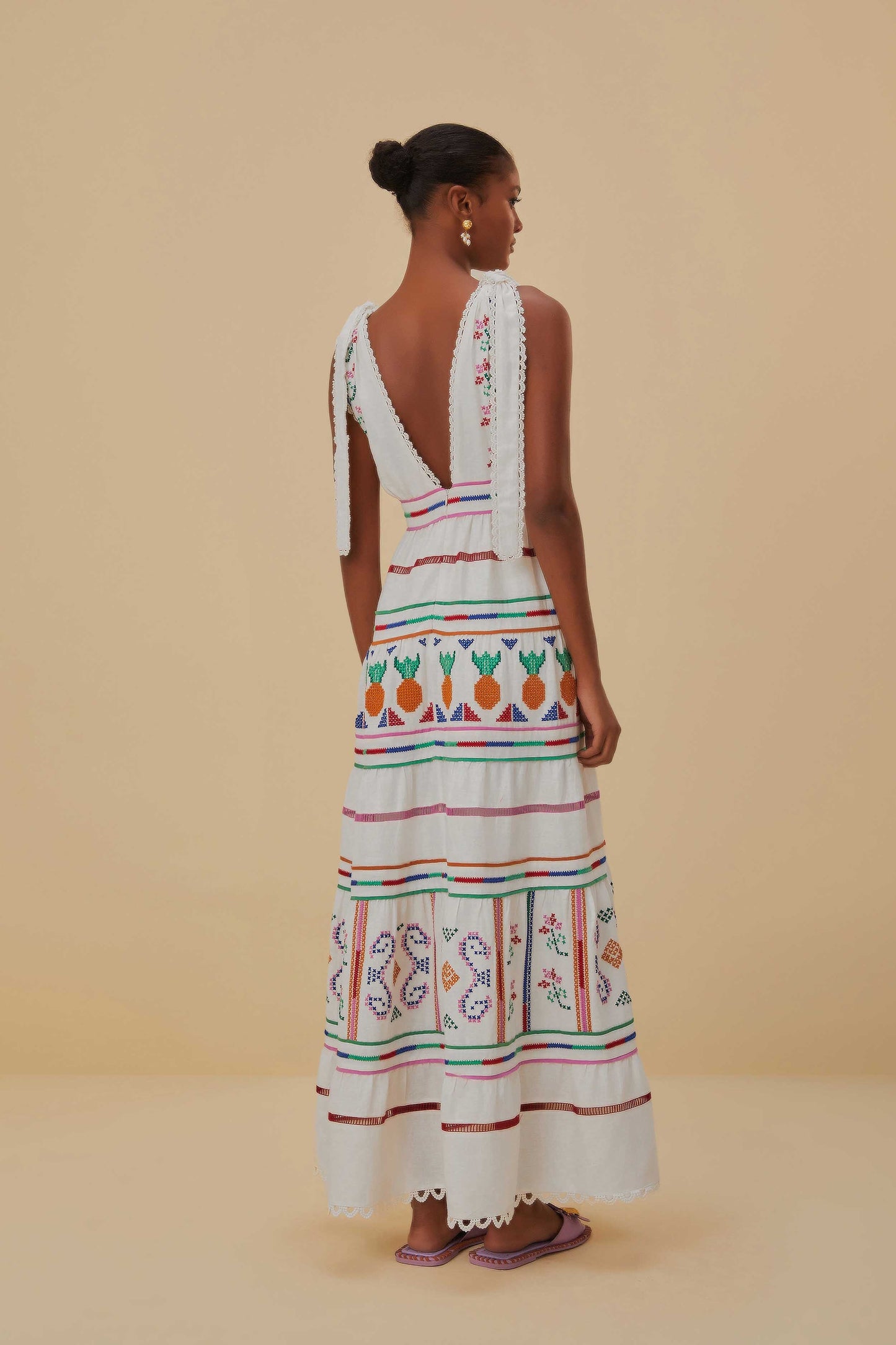 Off-White Embroidered Maxi Dress