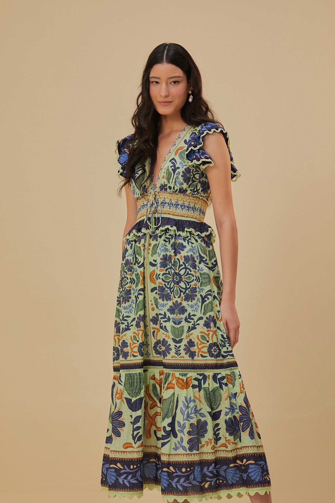 Green Ocean Tapestry Maxi Dress