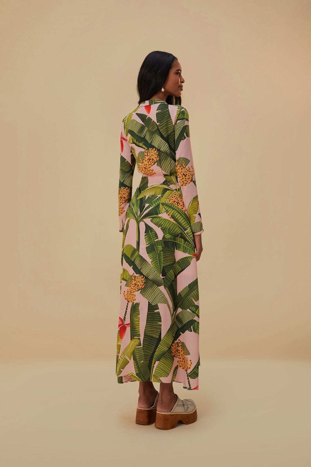 Pink Banana Leaves Maxi Dress – FARM Rio