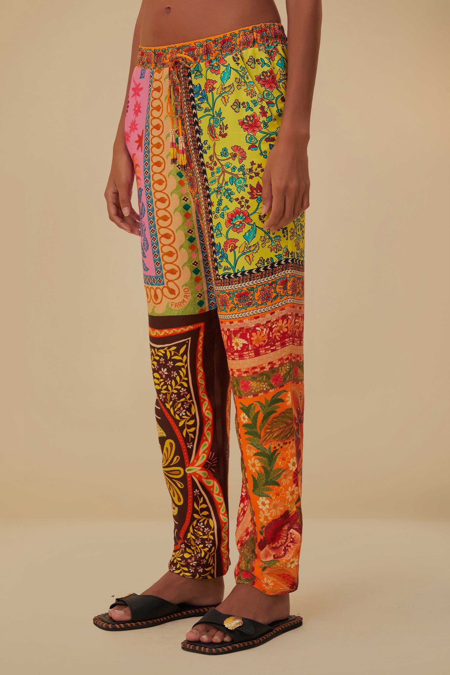 Multicolor Mixed Scarves Lenzing™ Ecovero™ Viscose Pants