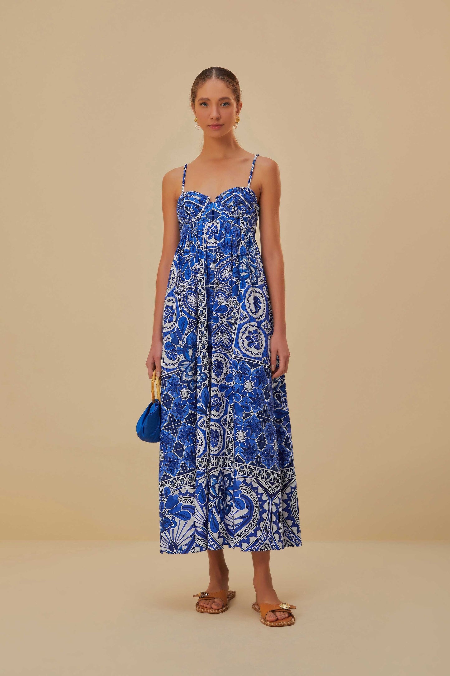 Blue Tile Dream Sleeveless Maxi Dress