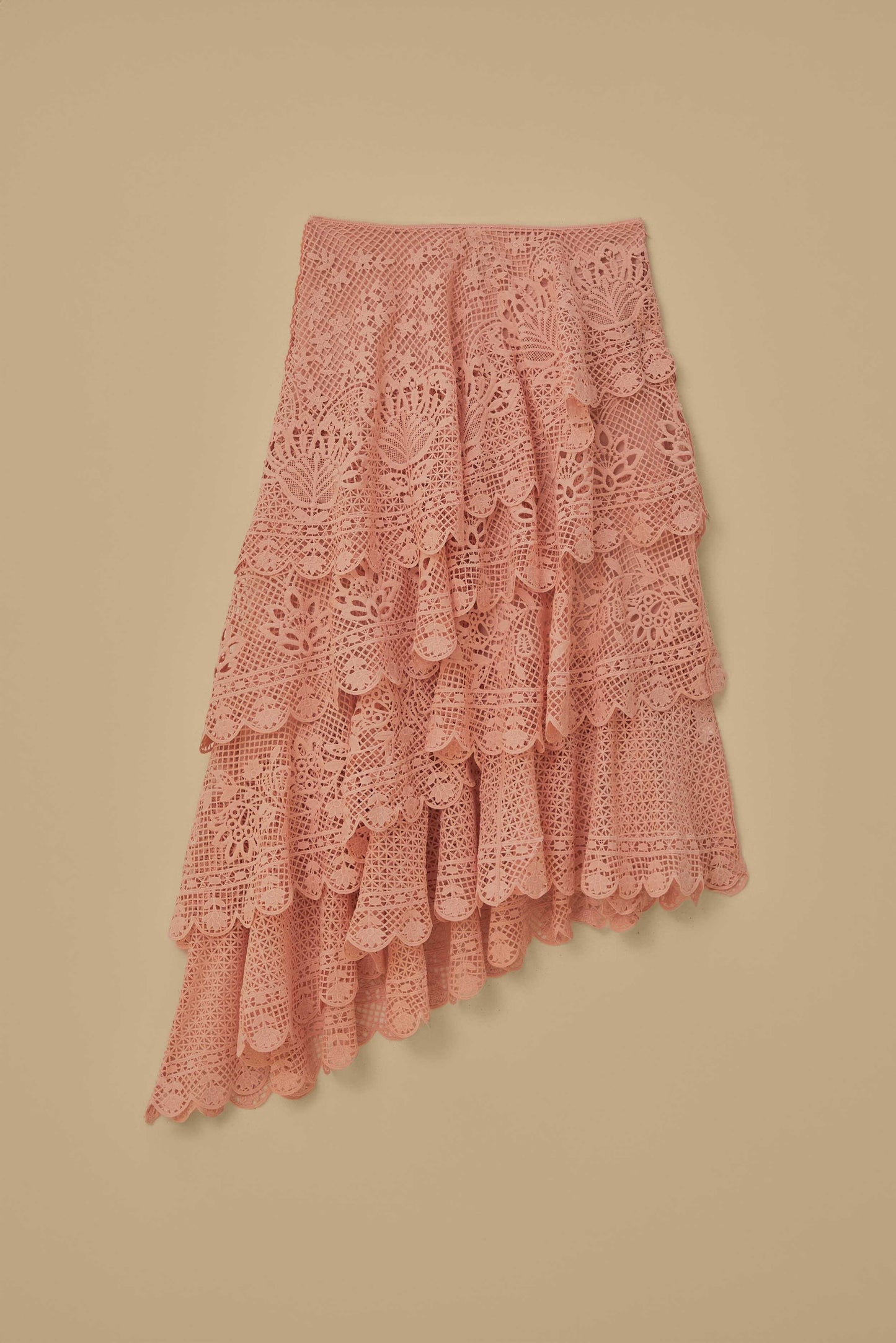 Light Pink Guipure Layered Maxi Skirt