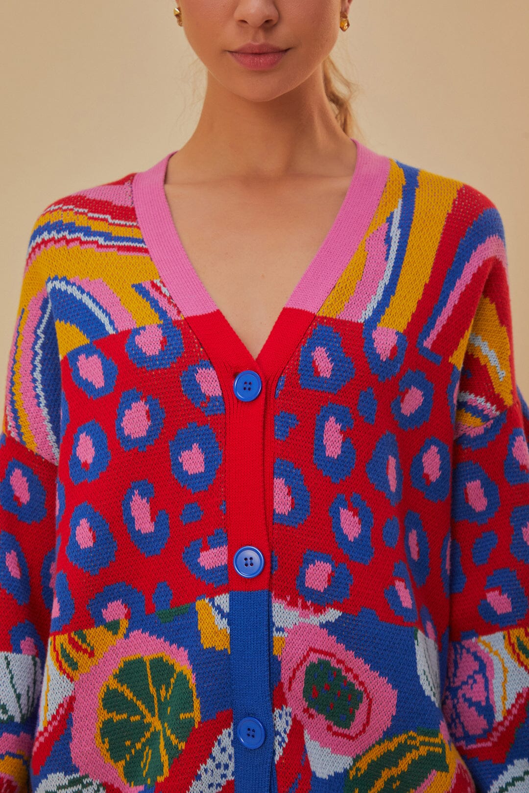 Mixed Prints Knit Cardigan
