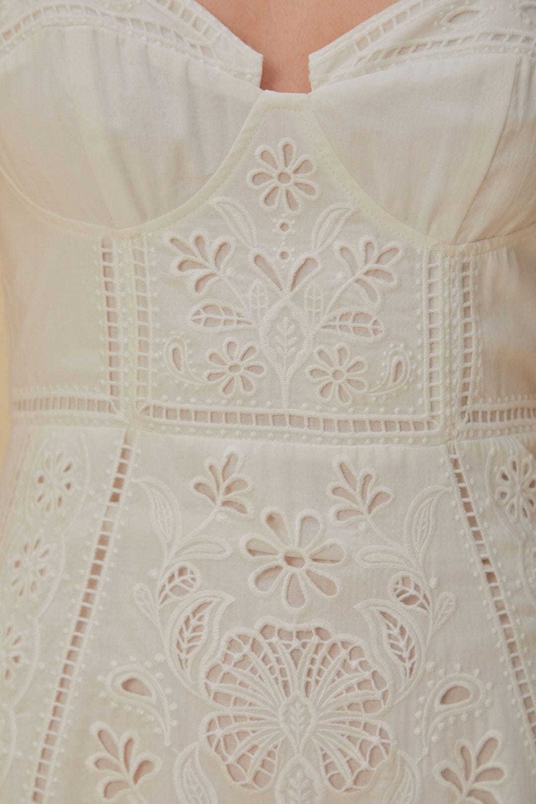 White Richelieu Sleeveless Midi Dress