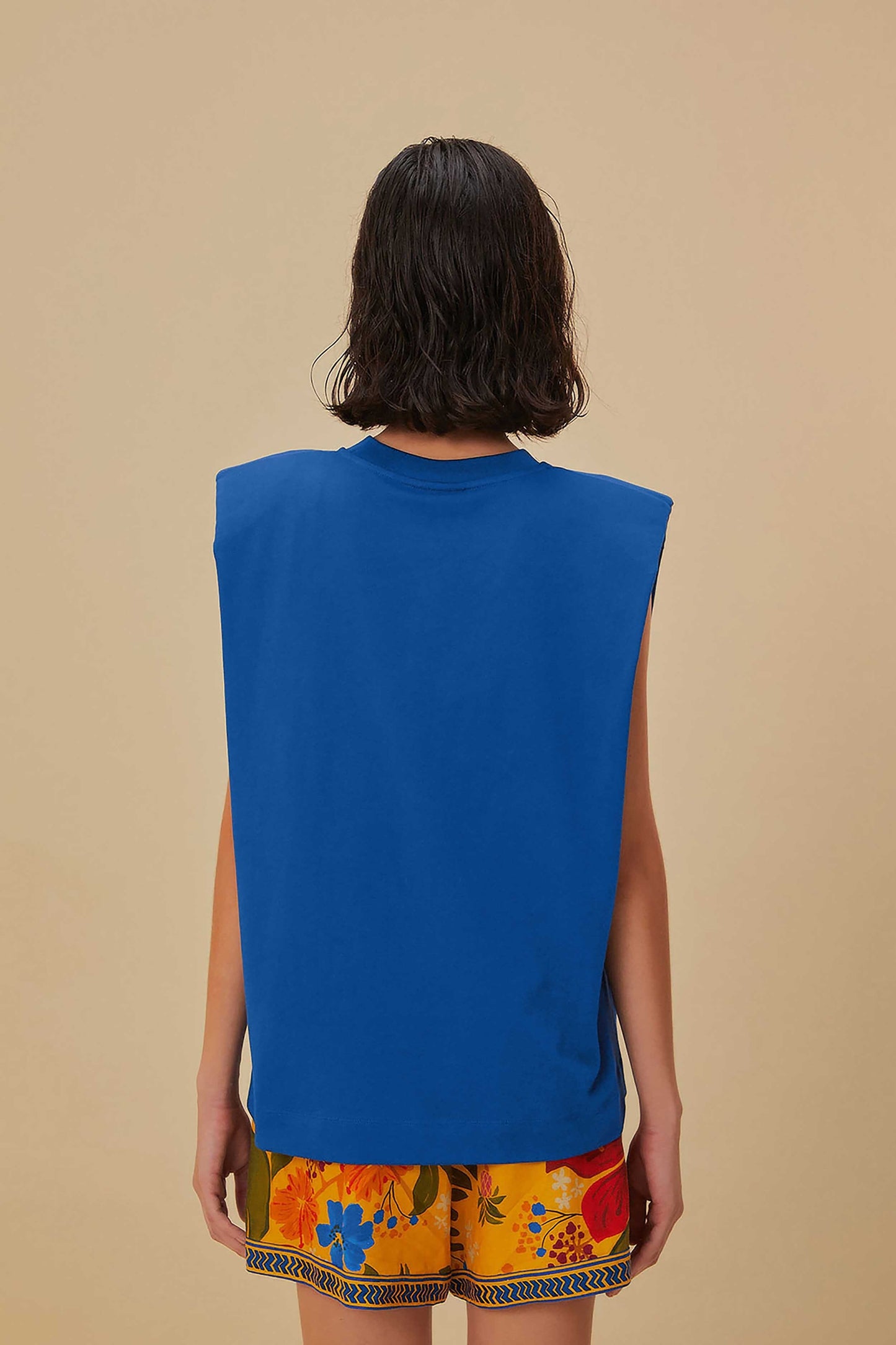 Blue Nature Lovers Shoulder Pad Organic Cotton T-Shirt