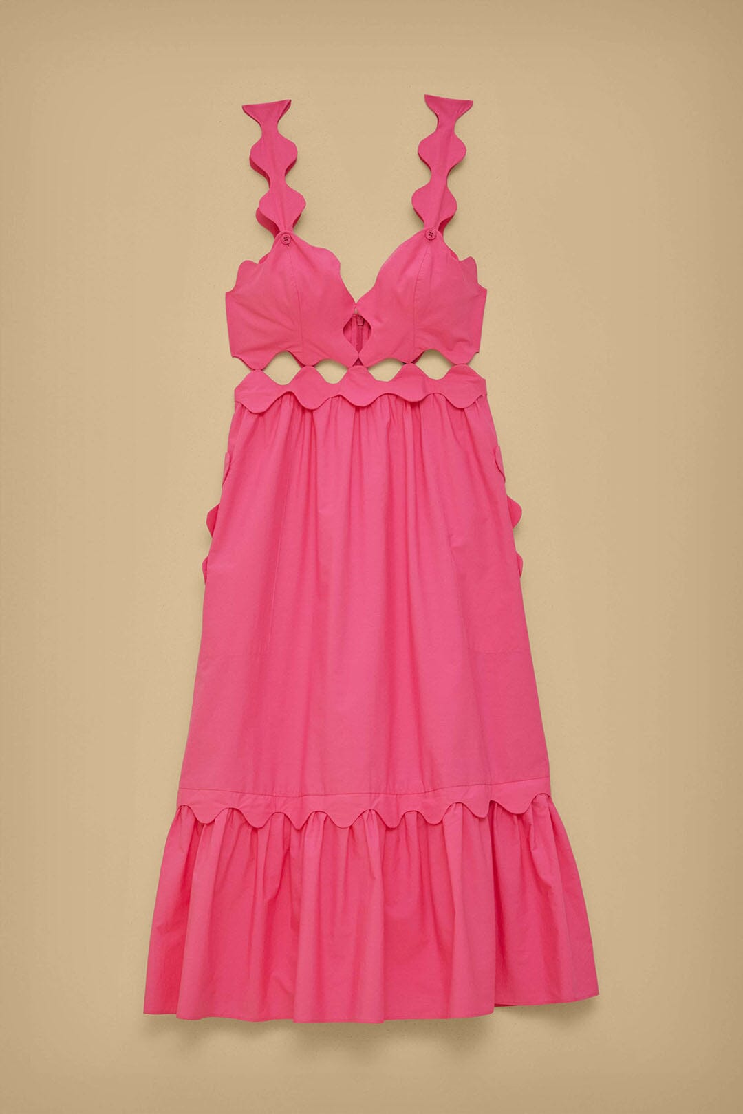 Pink Cut-Out Organic Cotton Midi Dress