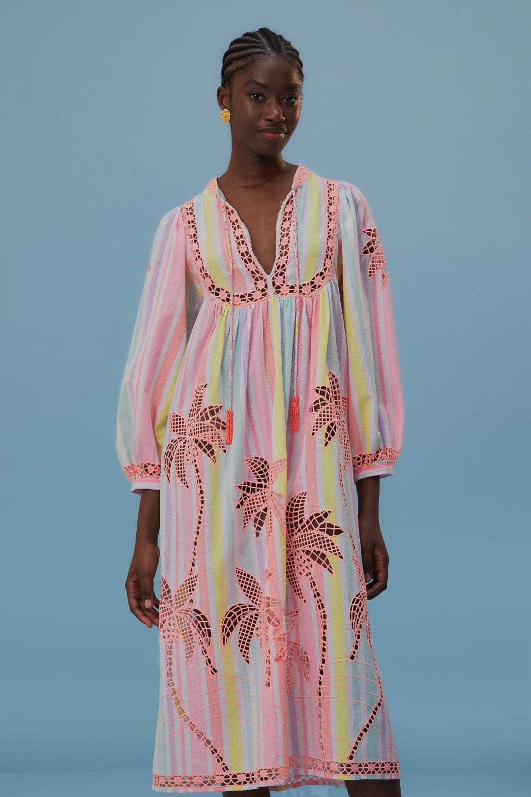 Embroidered Coconut Richelieu Cover-Up