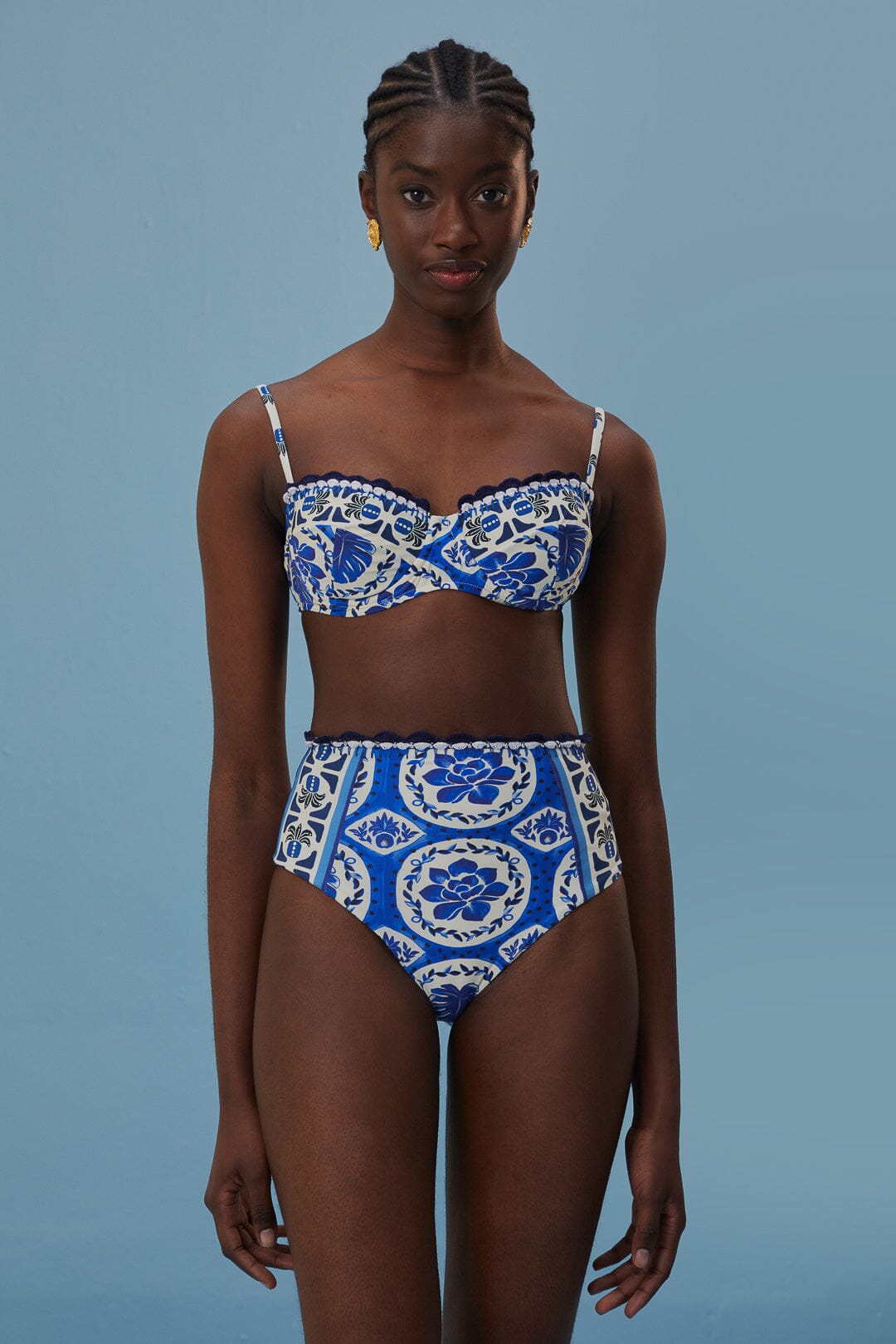 Blue Tile Dream Bikini Top FARM Rio