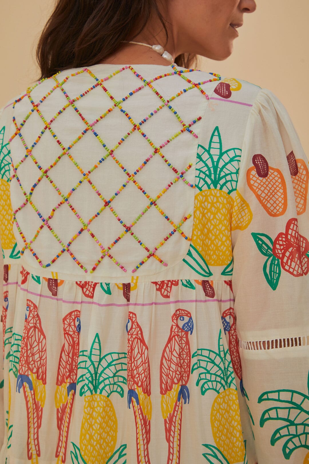 Off-White Tropicolors Yoke Embroidered Midi Dress