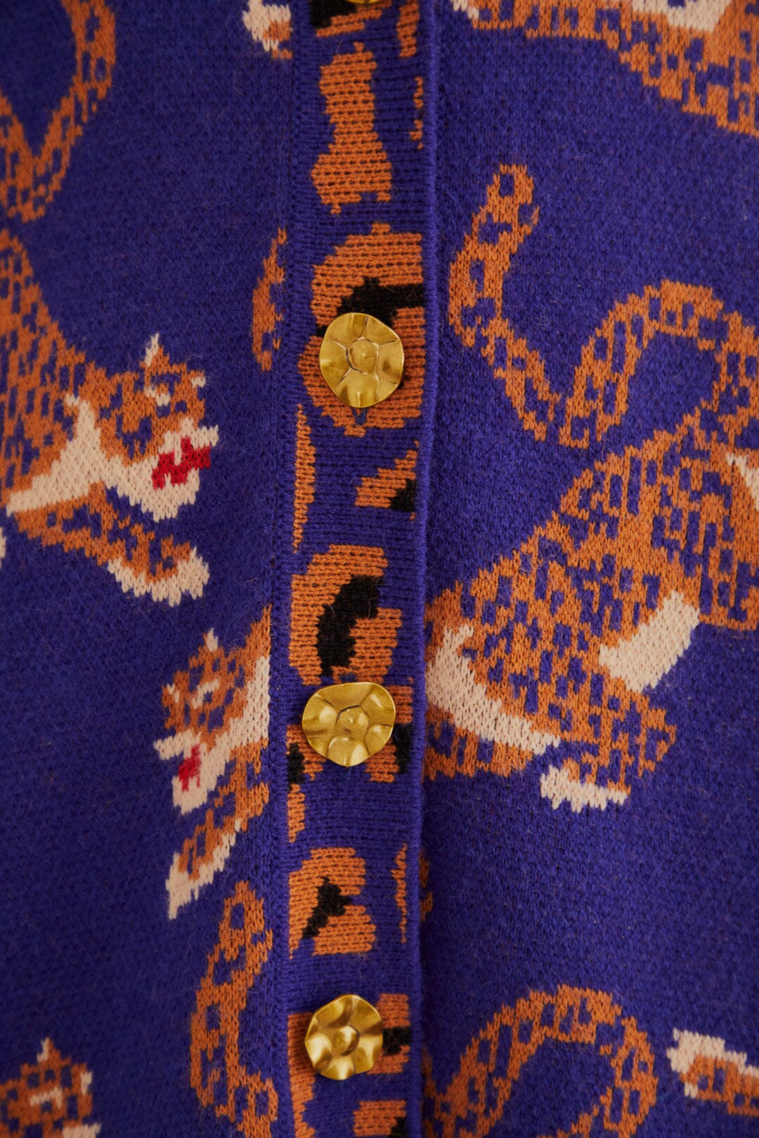 Navy Blue Leopards Knit Cardigan