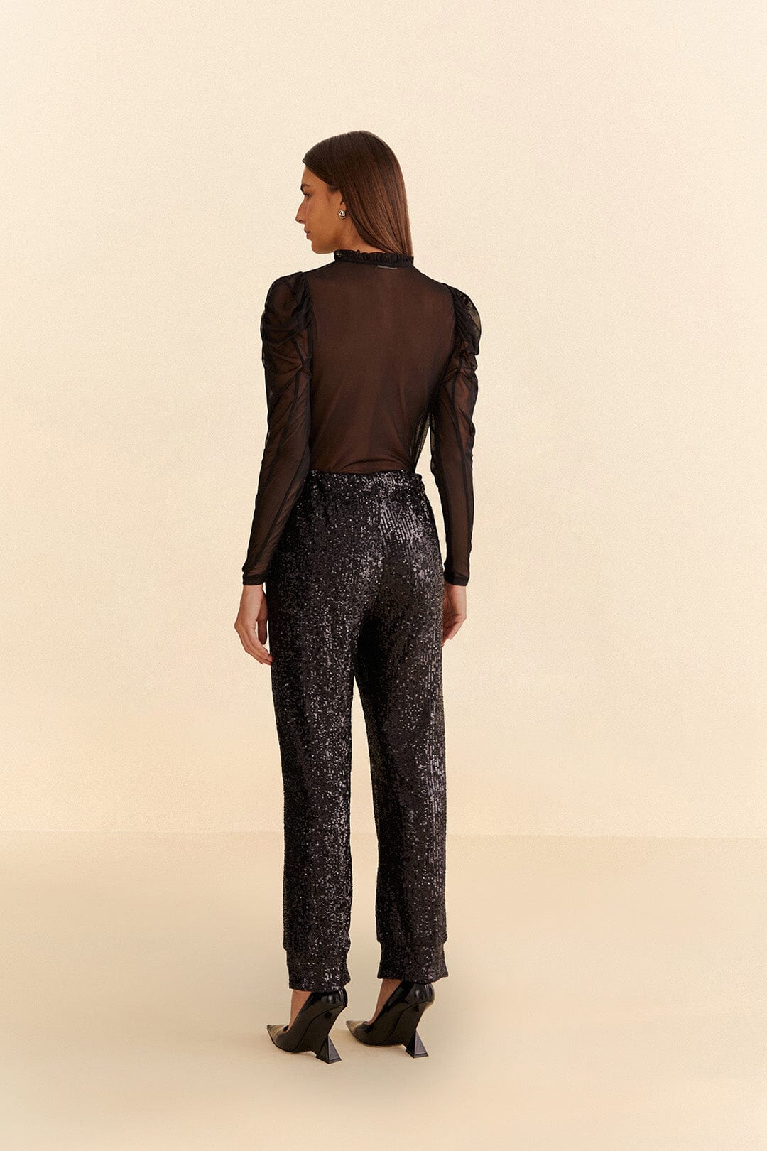 Black Sequin Pajama Pants