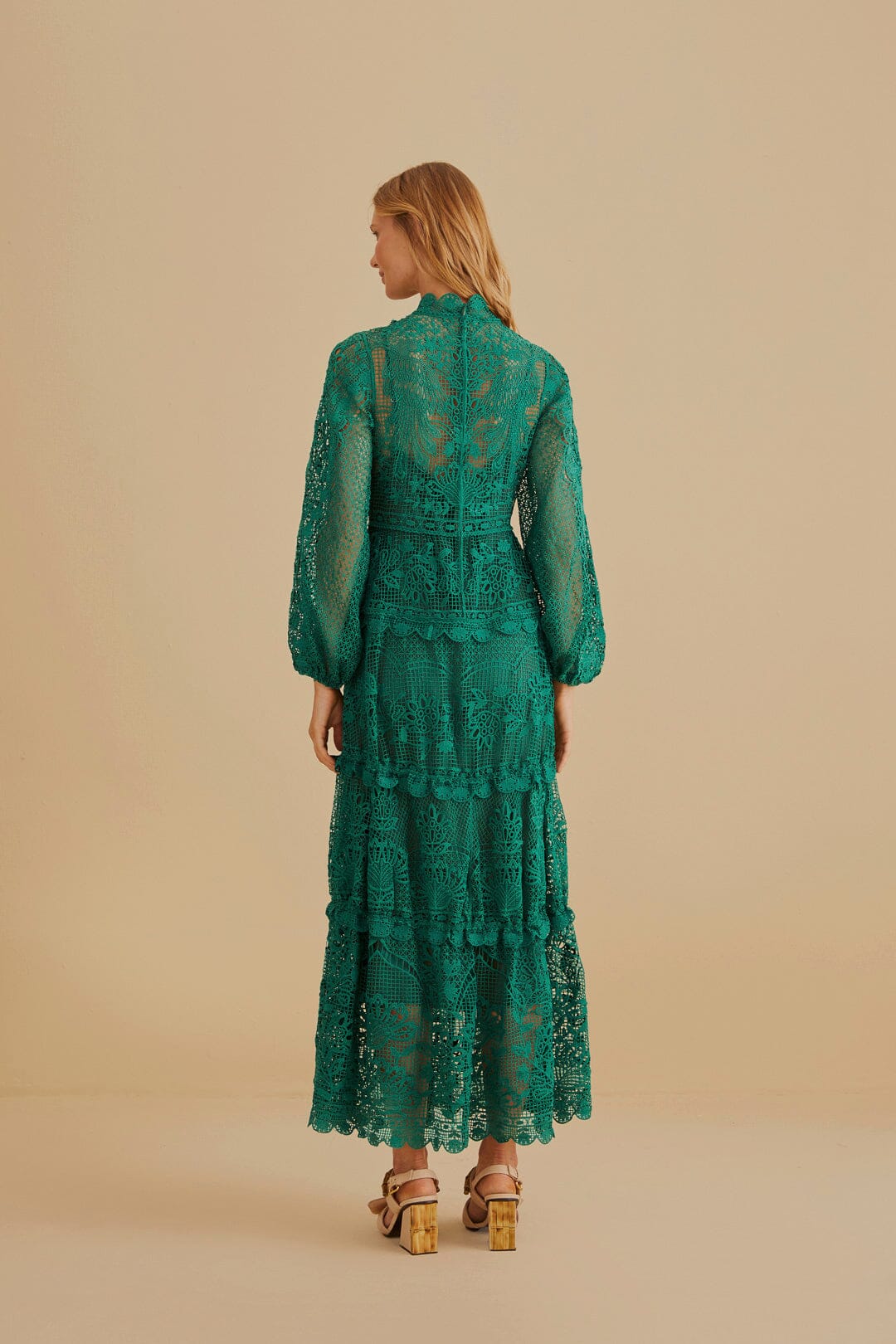 Dark Green Guipure Long Sleeve Maxi Dress – FARM Rio