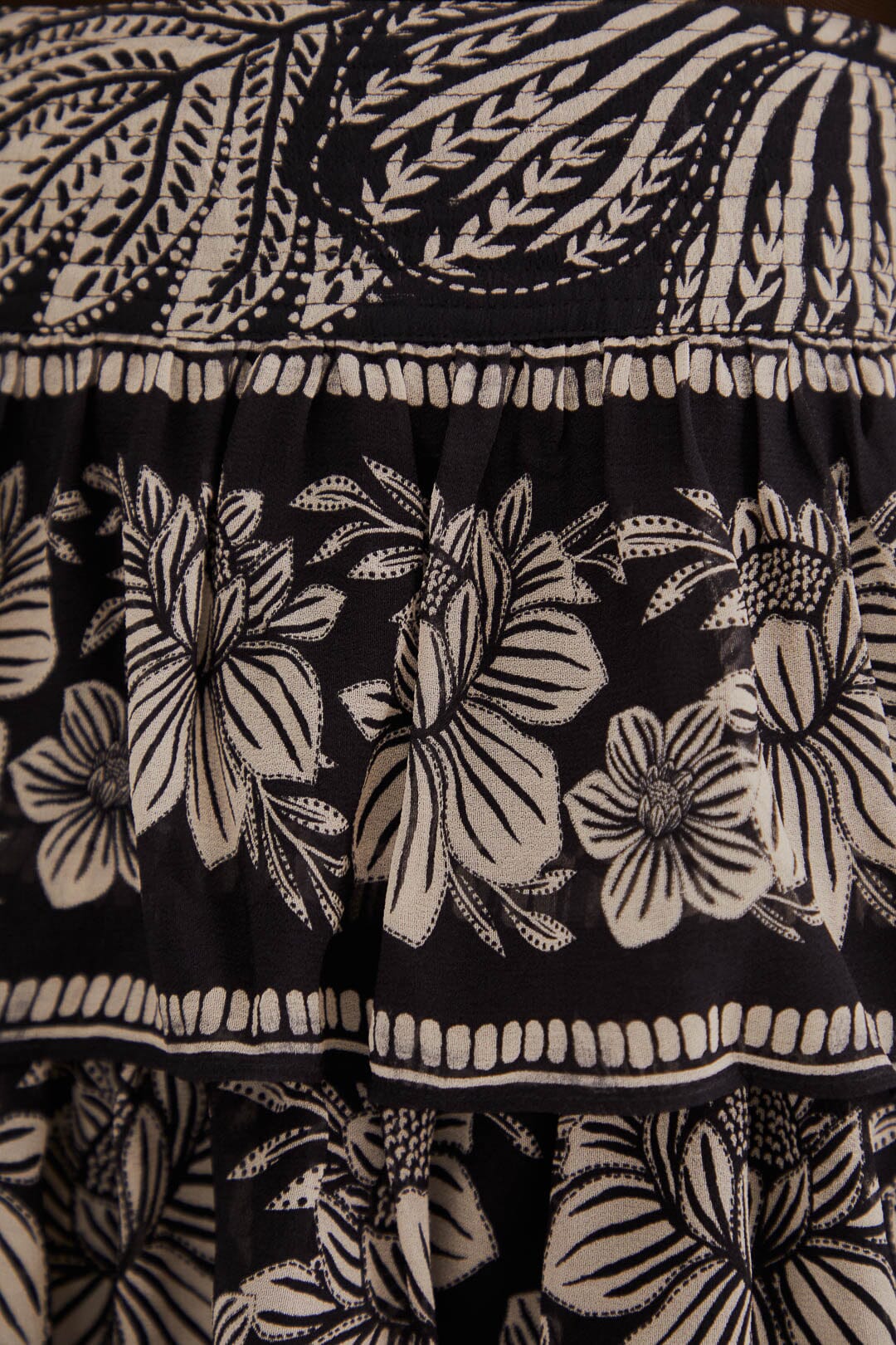 Black Paisley Bloom Tiered Skirt