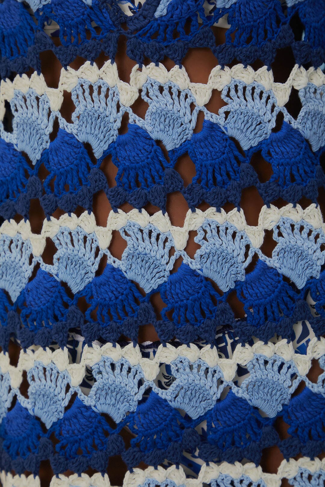 Blue Fan Stitch Crochet Dress