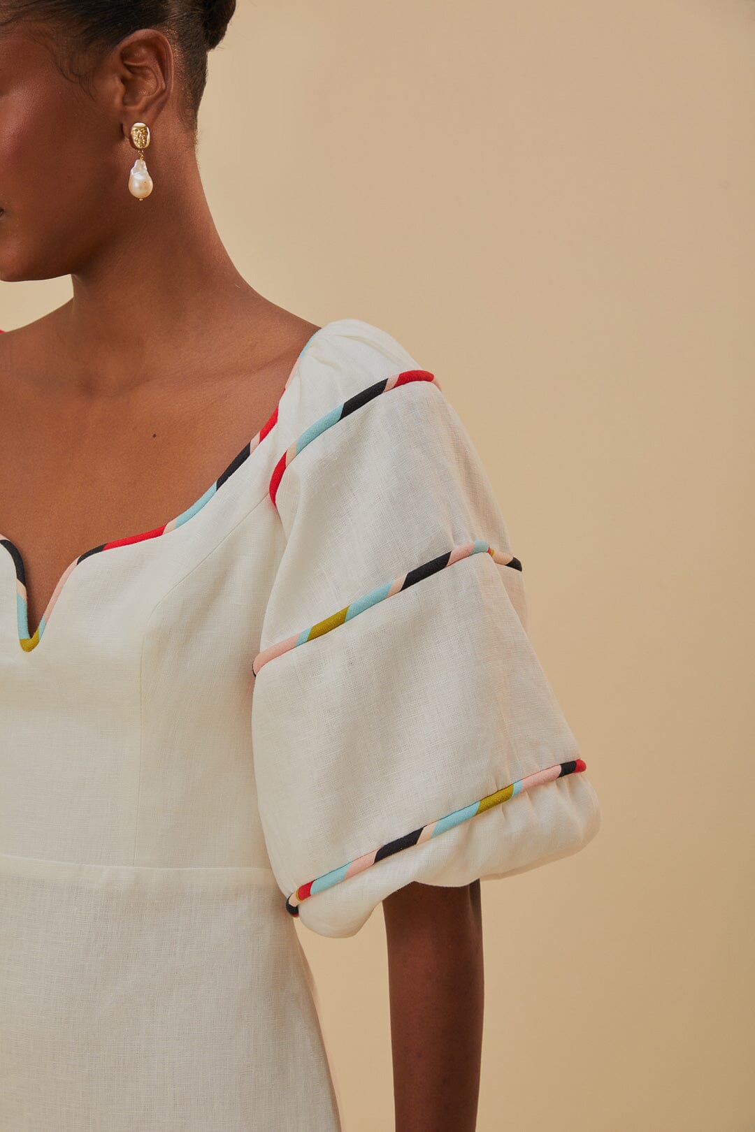 White Colorful Stripes Euroflax™ Mini Dress